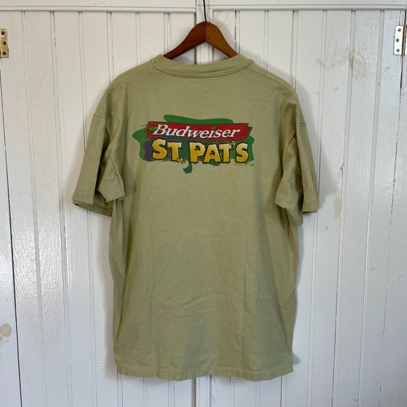 Vintage 90s Budweiser Shirt Men's XL Boston St Patricks Day Green Irish Ireland - Picture 2 of 4